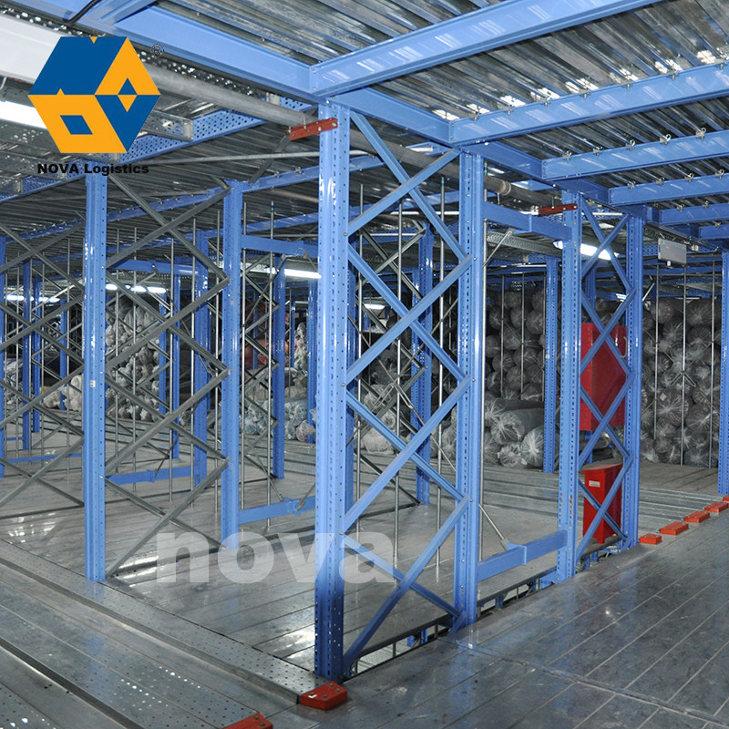 頑丈な倉庫の貯蔵のプラットホームの金属の中二階床の青い多層